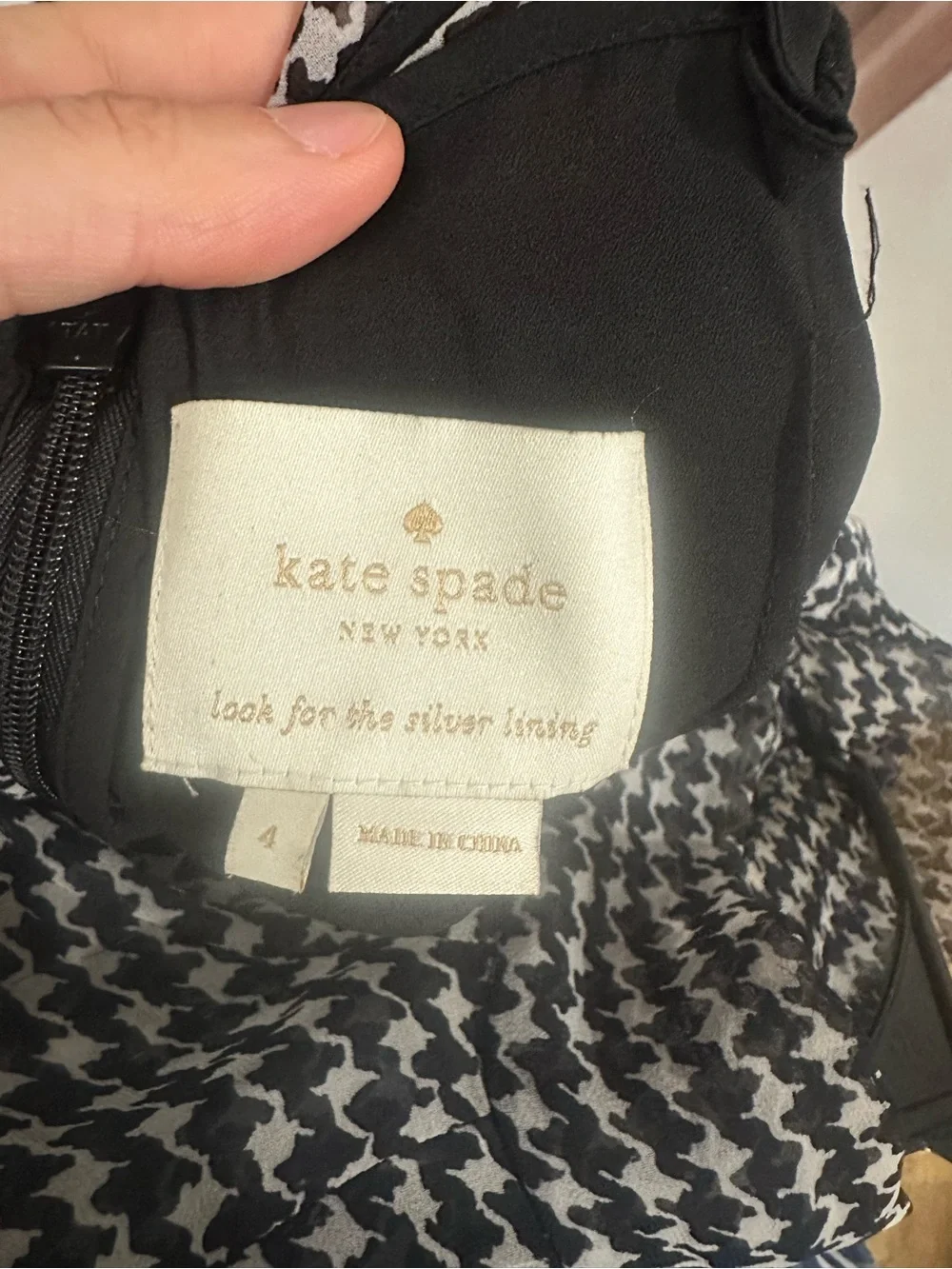 Kate spade size 4 Sheer Houndstooth Midi Dress - Black & White